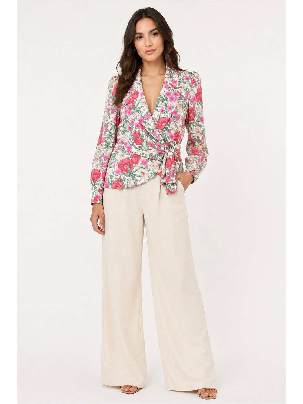 BELLE VOGUE | VTG Rare Floral Pattern Side Tie Lounge Blazer Jacket - Picture 1 of 14